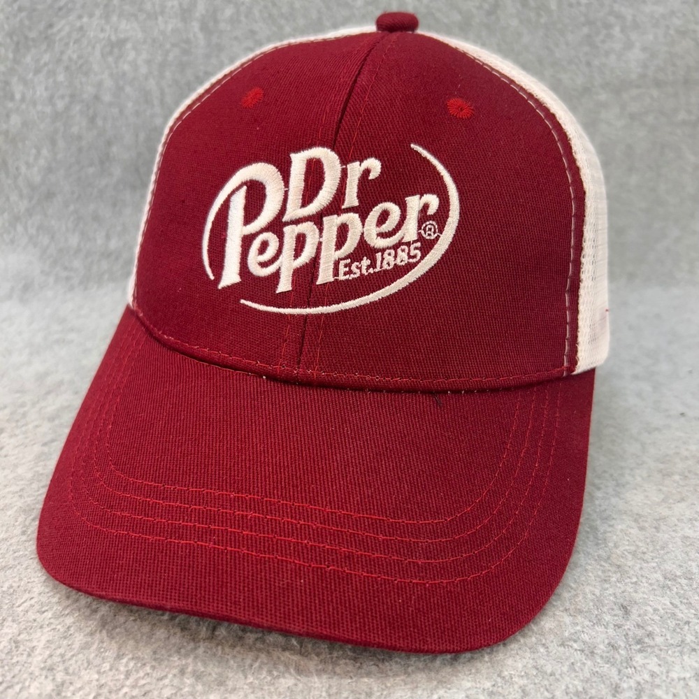 Dr Pepper Sonic Embroidered Mens Maroon Trucker Hat Adjustable Snapback OSFM
